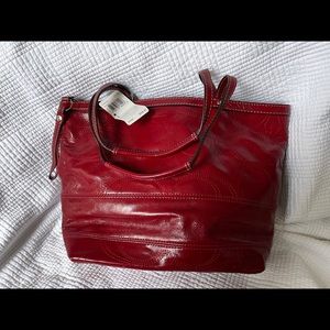 Coach tote purse in patent leather red